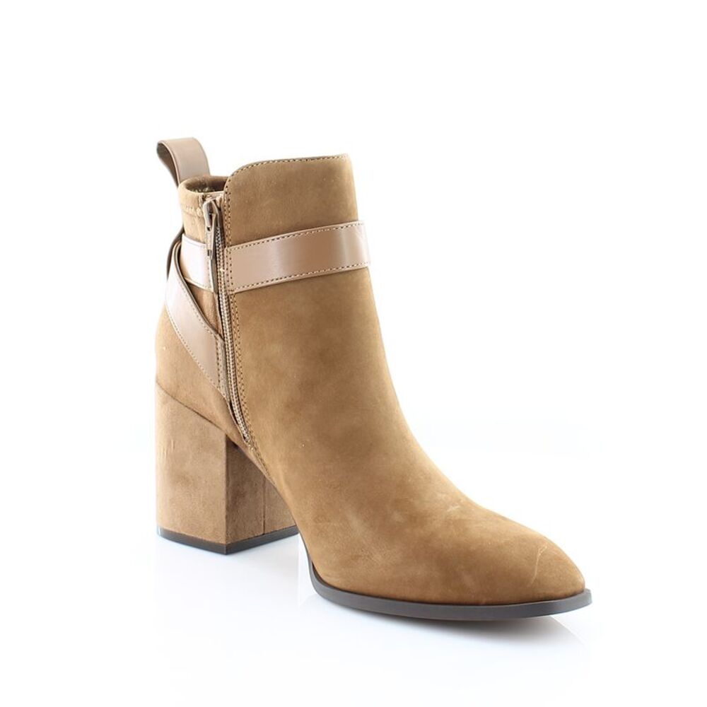 Vionic Tan Suede Block Heel Ankle Boots